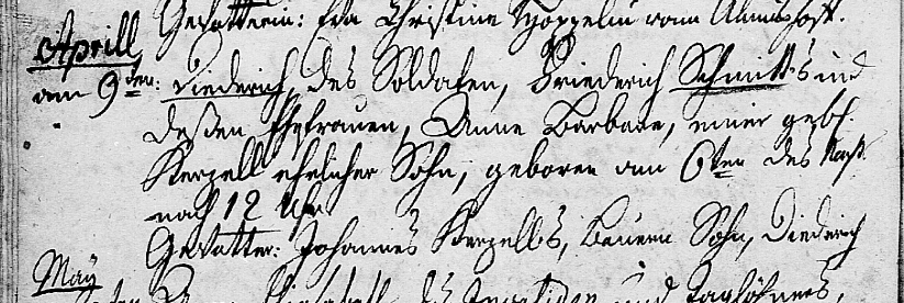 Dietrich Schmidt (son of Friedrich Schmidt) birth record 1803