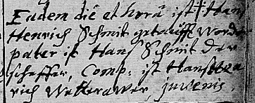 Hans Heinrich Schmidt baptism record 1656